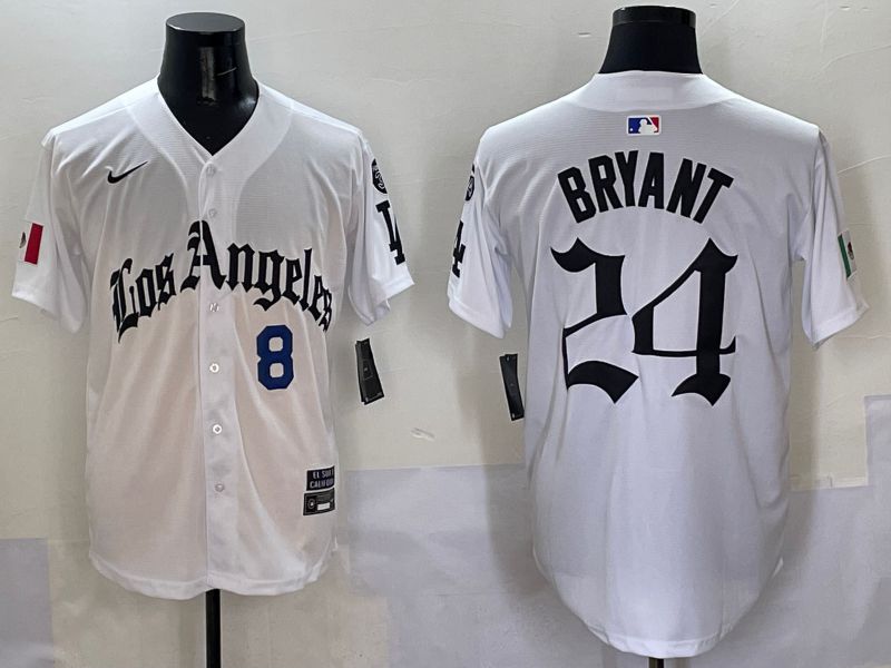 Men Los Angeles Dodgers #24 Bryant White Five generations Joint Name 2025 Nike MLB Jersey style 6->los angeles dodgers->MLB Jersey